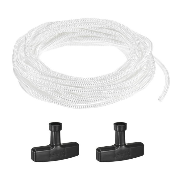 Uxcell Recoil Starter Rope Pull Cord 6mm 10m Nylon Pull Cord with Handles for Chainsaw White,Black