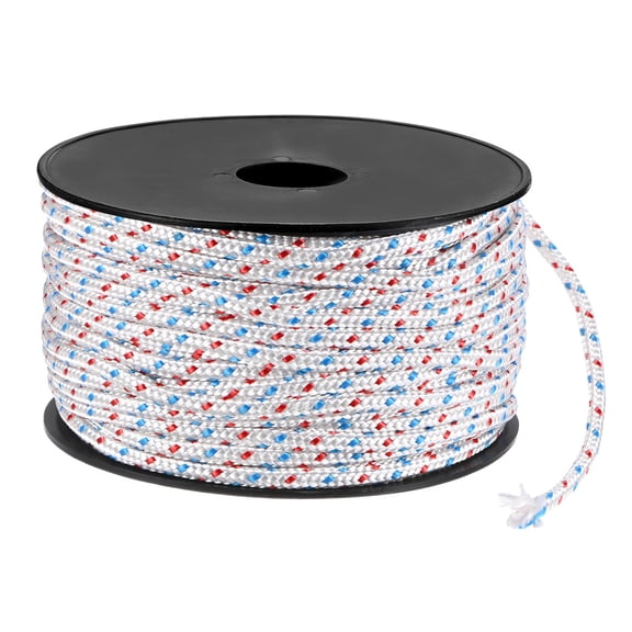 Uxcell Recoil Starter Rope Pull Cord 6mm 50m Nylon Pull Cord for Chain Saw White Red Blue