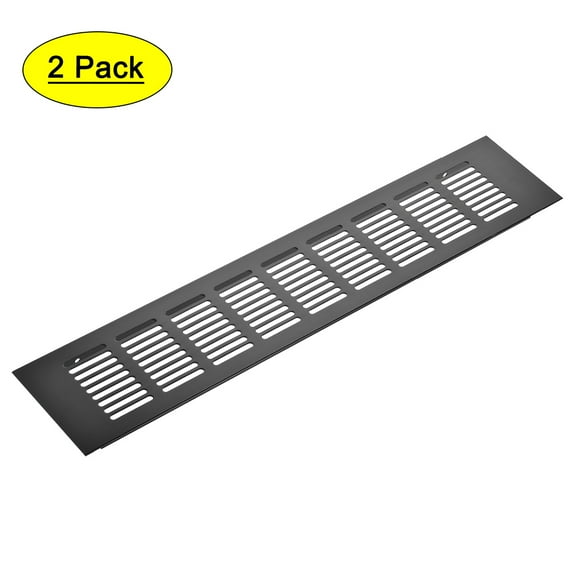 Uxcell Rectangle Air Vents, 15.75x3.15Inch, Grille Mesh Airflow Louver, for Cabinets Shoebox, Black, Aluminum Alloy 2Pcs