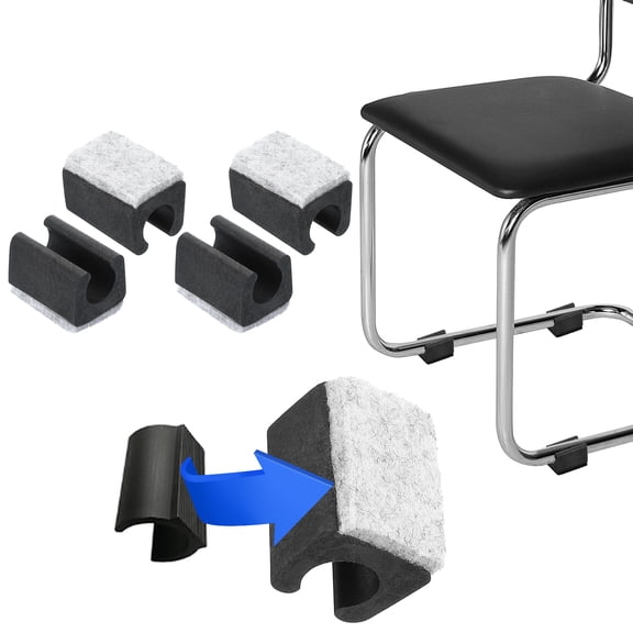 Uxcell Rectangle U Shaped Chair Leg Tips Caps with Felt Pads, Slide Smoothly Furniture Feet Floor 12mm 4