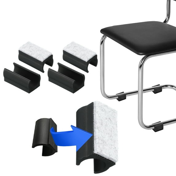 Uxcell Rectangle U Shaped Chair Leg Tips Caps with Felt Pads, Slide Smoothly Furniture Feet Floor 19mm 4