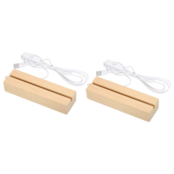 Uxcell Rectangle Wooden 4.65" Warm White Light Display Base Stand LED Light Wood, 2Pcs