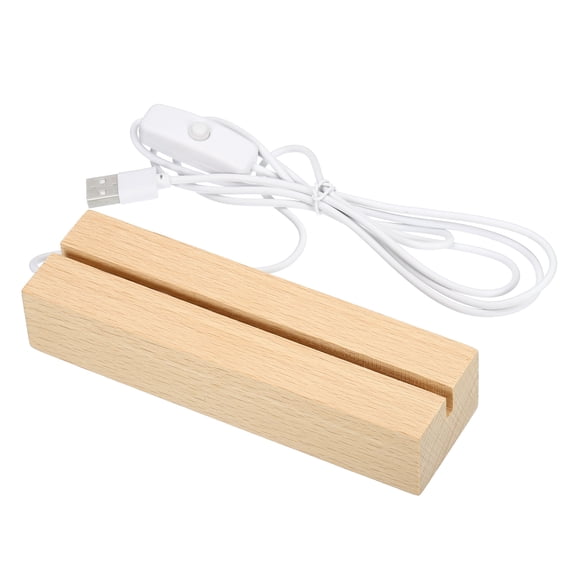 Uxcell Rectangle Wooden 4.65" Warm White Light Display Base Stand LED Light Wood