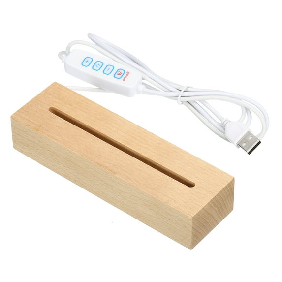 Uxcell Rectangle Wooden 4.72" x 0.2" 3-Colored Light Display Base Stand LED Light Wood