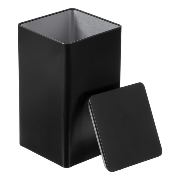 Uxcell Rectangular Tin Box Metal Storage Tin Box Portable Storage Container with Lid for Tea Candy Treats Gift Black