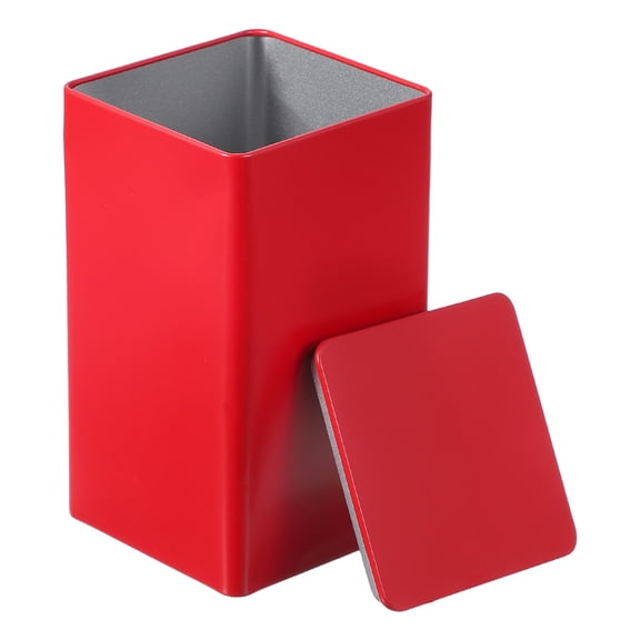 Uxcell Rectangular Tin Box Metal Storage Tin Box Portable Storage Container with Lid for Tea Candy Treats Gift Red