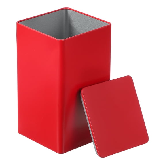 Uxcell Rectangular Tin Box Metal Storage Tin Box Portable Storage Container with Lid for Tea Candy Treats Gift Red