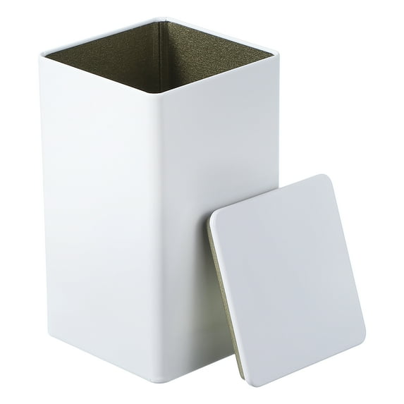 Uxcell Rectangular Tin Box Metal Storage Tin Box Portable Storage Container with Lid for Tea Candy Treats Gift White