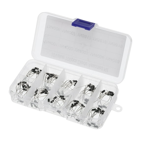 Uxcell Rectifier Diode Assorted Kit, 100 Pack 10 Values Element in a Box for Electrical