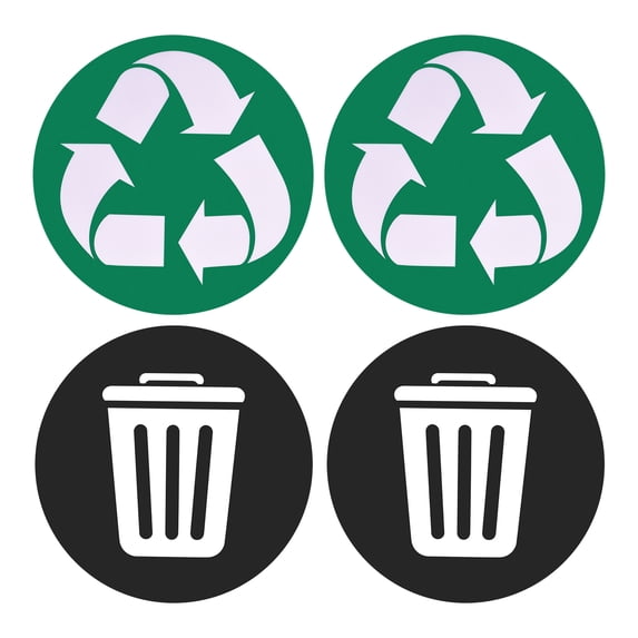 Uxcell Recycle Sticker Bin Labels 5 Inch Self-Adhesive Vinyl Green & Black, 4 Count