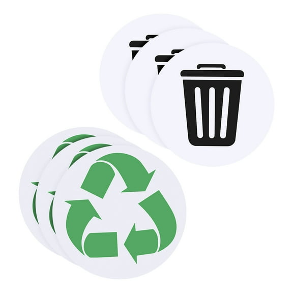 Uxcell Recycle Sticker Trash Can Decals 5 Inch Large Recycling Vinyl, Green/Black, 6 Pack