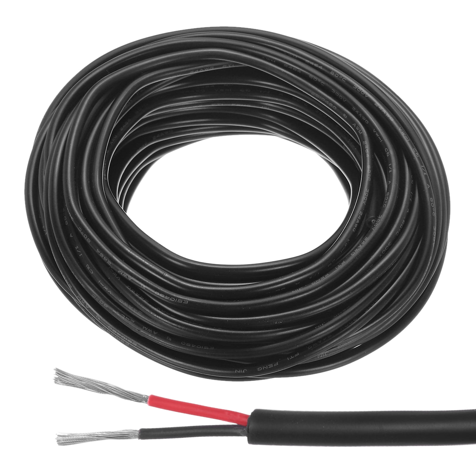Uxcell Red Black Wire 2pin Extension Cable Cord Electrical Wire 24 AWG Parallel Wire Oxygen-Free Copper 66Ft