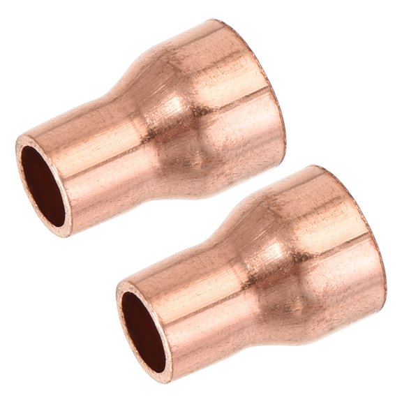 Uxcell Reducing Copper Coupling Fitting Straight with Sweat End, 3/8 x 1/4 Inch ID for Refrigeration Adapter, Pack of 2