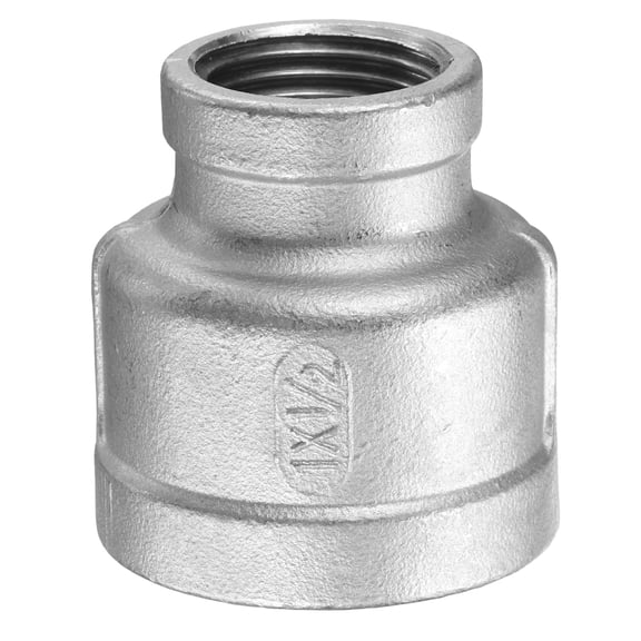Uxcell Reducing Coupling 1" x 1/2" NPT Female Threaded 304 Stainless Steel Reducer Pipe Fitting Adopts for Water Oil Gas Tube