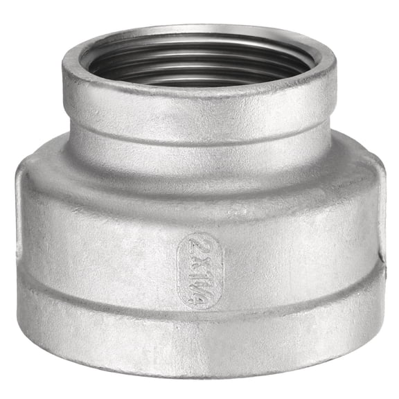 Uxcell Reducing Coupling 2" x 1-1/4" NPT Female Threaded 304 Stainless Steel Reducer Pipe Fitting Adopts for Water Oil Gas Tube