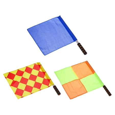 Uxcell Referee Flags Set Stainless Steel Pole Sponge Grip Linesman Signal 3 Pack