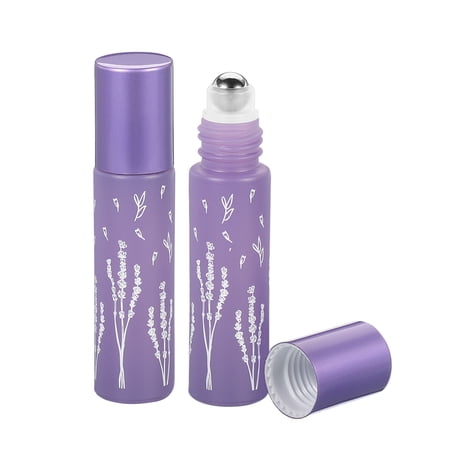 Uxcell Refillable Glass Essential Oil Roller Balls 10mL Roller Bottles, Purple 2 Pack