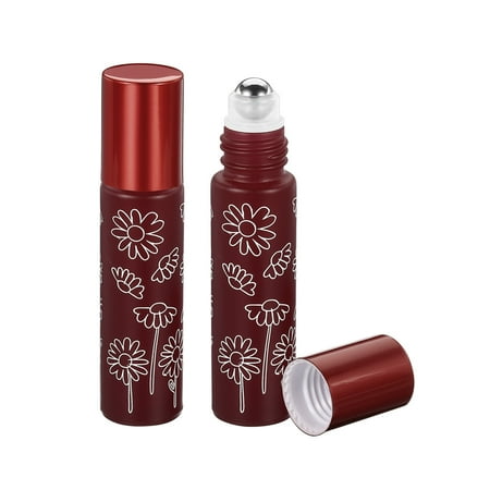 Uxcell Refillable Glass Essential Oil Roller Balls 10mL Roller Bottles, Red 2 Pack