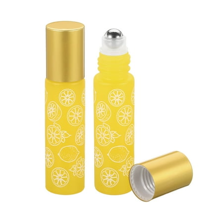 Uxcell Refillable Glass Essential Oil Roller Balls 10mL Roller Bottles, Yellow 2 Pack