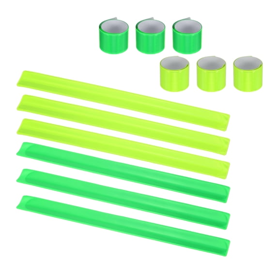 Uxcell Reflective Bands, Night Walking Reflective Arm Bands High Visibility Bracelets Snap Reflector Wristbands (6 Pcs & Grass Green/Yellow)-for Cycling Gear Bicycle Running Jogging