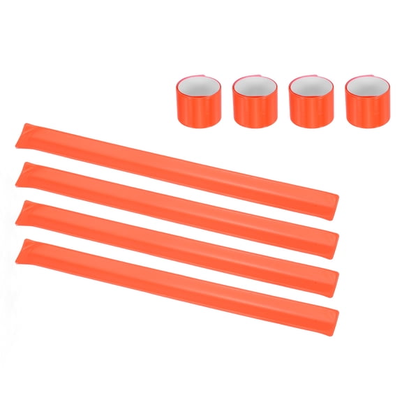 Uxcell Reflective Bands, Night Walking Reflective Arm Bands High Visibility Bracelets Snap Reflector Wristbands (8 Pcs & Orange)-for Cycling Gear Bicycle Running Jogging