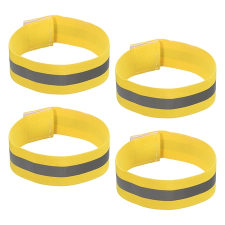 Uxcell Reflective Bands for Arm 1.5 inch Strip Reflective Running Gear for Cycling Running Walking Dark Yellow 4 Pack