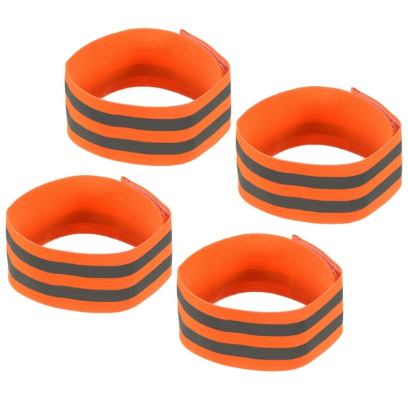 Uxcell Reflective Bands for Arm Wrist Ankle Leg 14x2 Inch Strip for Cycling Running Walking Orange 4 Pack