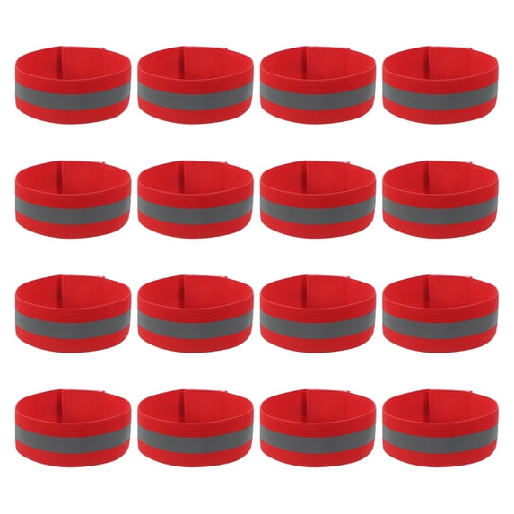 Uxcell Reflective Bands for Wrist/Arm/Ankle/Leg, 16pcs High Visibility Safety Reflector Tape Straps Red
