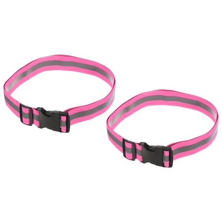 Uxcell Reflective Belt Bands 24x1.6 Inch Strip High Visibility Reflective Running Gear for Cycling Walking Pink 2 Pack