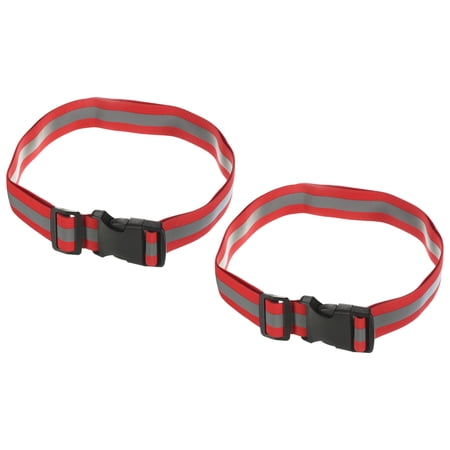 Uxcell Reflective Belt Bands 24x1.6 Inch Strip High Visibility Reflective Running Gear for Cycling Walking Red 2 Pack