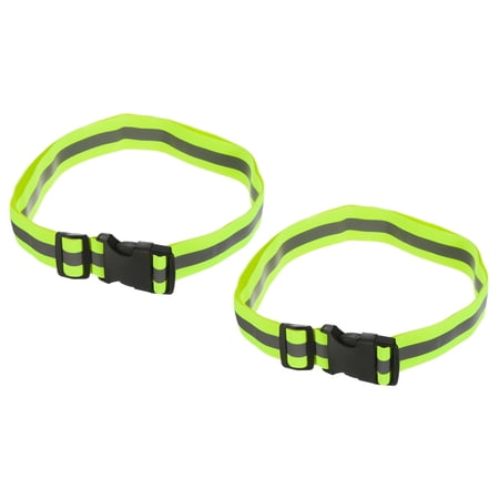 Uxcell Reflective Belt Bands 24x1.6 Inch Strip High Visibility Running Gear for Cycling Walking Light Yellow 2 Pack