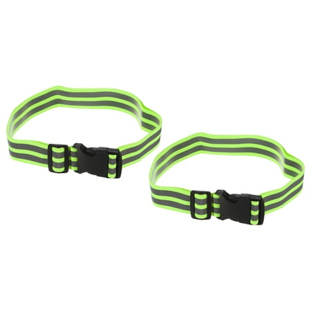 Uxcell Reflective Belt Bands 26x1.6 Inch Strip High Visibility Reflective Running Gear for Cycling Walking Green 2 Pack