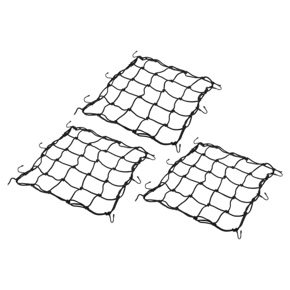 Uxcell Bungee Cargo Net 3 Pack Elastic Motorcycle Luggage Straps 15.7" x 15.7" Black
