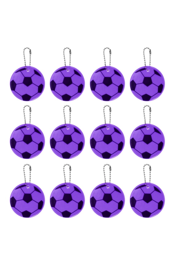 Reflective Keychain Tags, Reflective Football Pendant Waterproof Safety Reflector for Backpack Handbag Purple