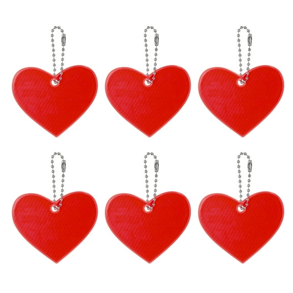 Uxcell 6Pcs Reflective Keychain Tags Reflective Pendant Reflector Key Ring Safety Reflector, Red