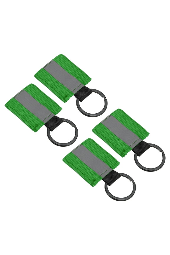 Reflective Keychain Tags Reflective Zipper Pull Nylon Keychain High Visibility Green