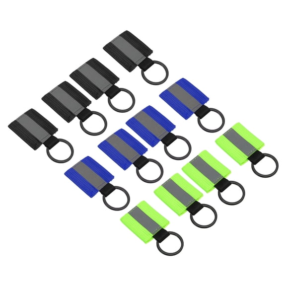 Uxcell Reflective Keychain Tags, Reflective Zipper Pulls Nylon Keychain High Visibility Reflectors Tag Black/Green/Blue