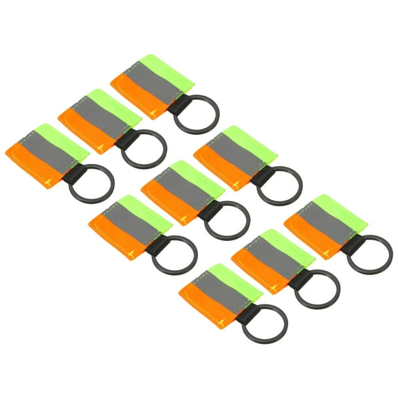 Uxcell Reflective Keychain Tags, Reflective Zipper Pulls Nylon Keychain High Visibility Reflectors Tags Green/Orange