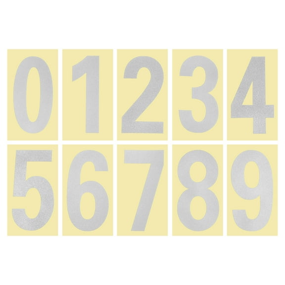 Uxcell Reflective Mailbox Numbers Sticker 0 - 9 Adhesive Address Number 3.27 inch Silver 5 Set