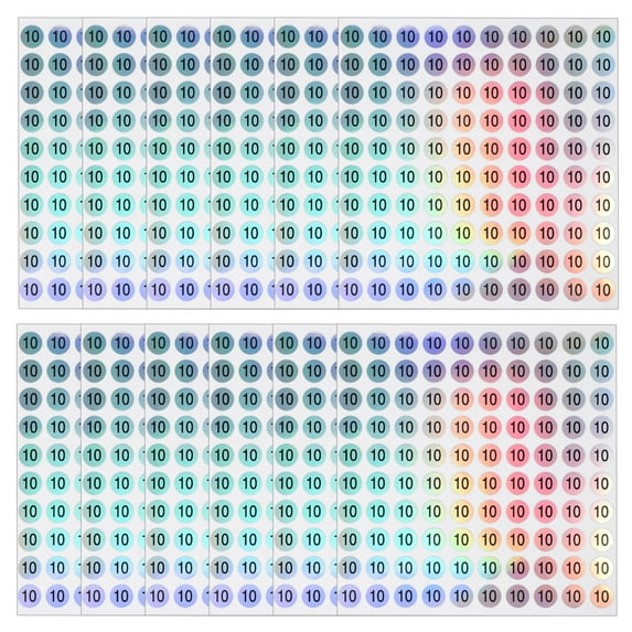 Uxcell Reflective Round Small Number Stickers, Self Adhesive Laser Consecutive Numbered Stickers Numbers 10