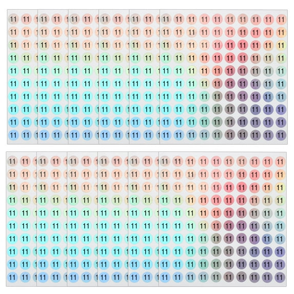 Uxcell Reflective Round Small Number Stickers, Self Adhesive Laser Consecutive Numbered Stickers Numbers 11