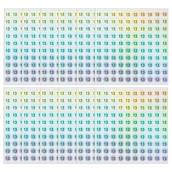 Uxcell Reflective Round Small Number Stickers, Self Adhesive Laser Consecutive Numbered Stickers Numbers 13