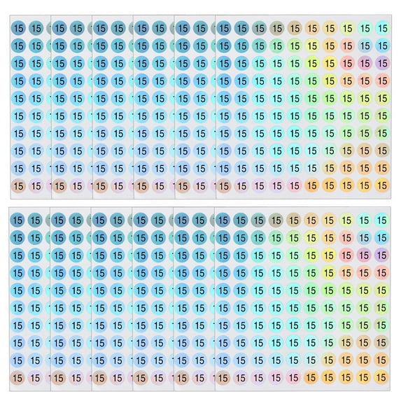 Uxcell Reflective Round Small Number Stickers, Self Adhesive Laser Consecutive Numbered Stickers Numbers 15