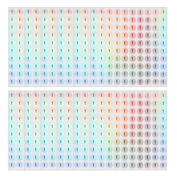 Uxcell Reflective Round Small Number Stickers, Self Adhesive Laser Consecutive Numbered Stickers Numbers 1