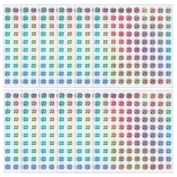 Uxcell Reflective Round Small Number Stickers, Self Adhesive Laser Consecutive Numbered Stickers Numbers 22