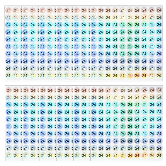 Uxcell Reflective Round Small Number Stickers, Self Adhesive Laser Consecutive Numbered Stickers Numbers 24