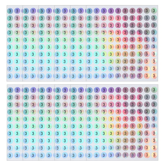 Uxcell Reflective Round Small Number Stickers, Self Adhesive Laser Consecutive Numbered Stickers Numbers 3