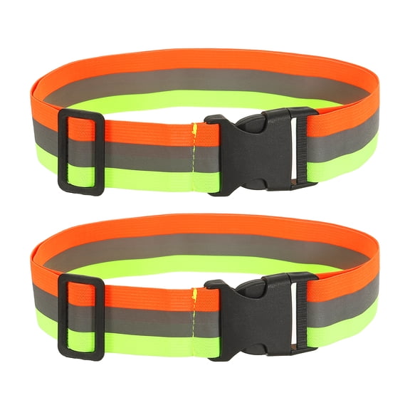 Uxcell Reflective Safety Belt, Adjustable High Visibility Glow Belt Outdoor Running Gear Accessories Fit For(Running/Walking/Cycling), 43.3 x 1.6" & 2 Pcs & Yellow Orange