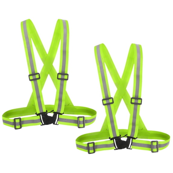 Uxcell Reflective Safety Vest, Hi-Vis Safety Vests, Adjustable High Visibility Strips for Jogging Cycling Fluorescent Green