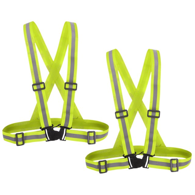 Uxcell Reflective Safety Vest, Hi-Vis Safety Vests, Adjustable High Visibility Strips for Jogging Cycling Lemon Yellow